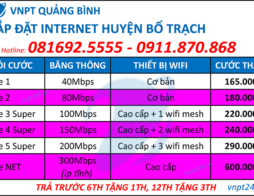 Lắp mạng wifi VNPT huyện Bố Trạch, internet giá rẻ từ 165K